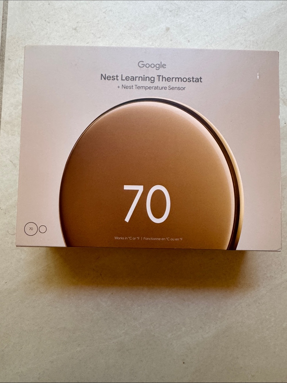NWT Google Nest Learning Thermostat 4th Gen + Temperature Sensor - Polished Gold